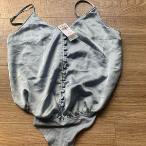 Abercrombie silk bodysuit tank top/camisole in aqua NWT